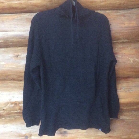Neve Black Textured Nordic Wool Blend Mock Neck Alpine Pullover Sweater Size XL - Picture 1 of 6